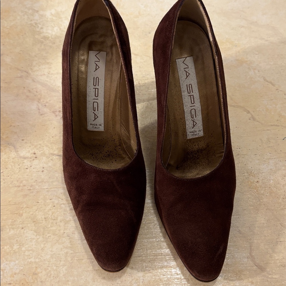Italian made suede  3 1/2 inch heel